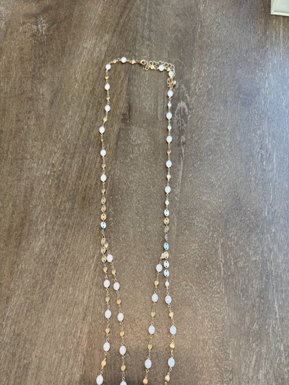 Gold & White Enamel Necklace